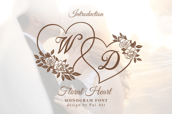Floral Heart Monogram Font for Elegant Design Projects